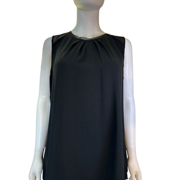 Soft Surroundings Black Sleeveless Tunic Top With Sheer Mesh Detail Sz M, EUC - Picture 5 of 7